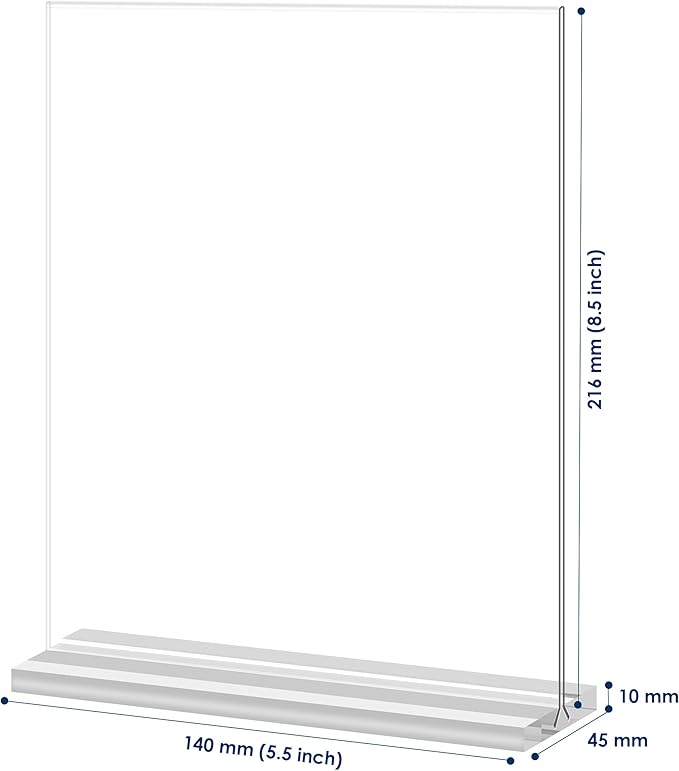newnewshow Acrylic Sign Holder 5.5x8.5 Inch 3 Pack Vertical T Shape Double-Sided Desktop Display Holder. (Optional 8.5x11 8.5x5.5 5x7 Horizontal and Vertical)
