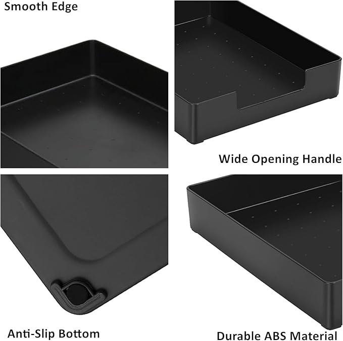 Paper Tray, 2pc Letter Tray, Paper Organizer for Desk, Stackable Front-Load A4 Paper File Folder Magazine Storage Holder, Drawer Organizer, Office Desktop Accessories Workspace Document Organizer