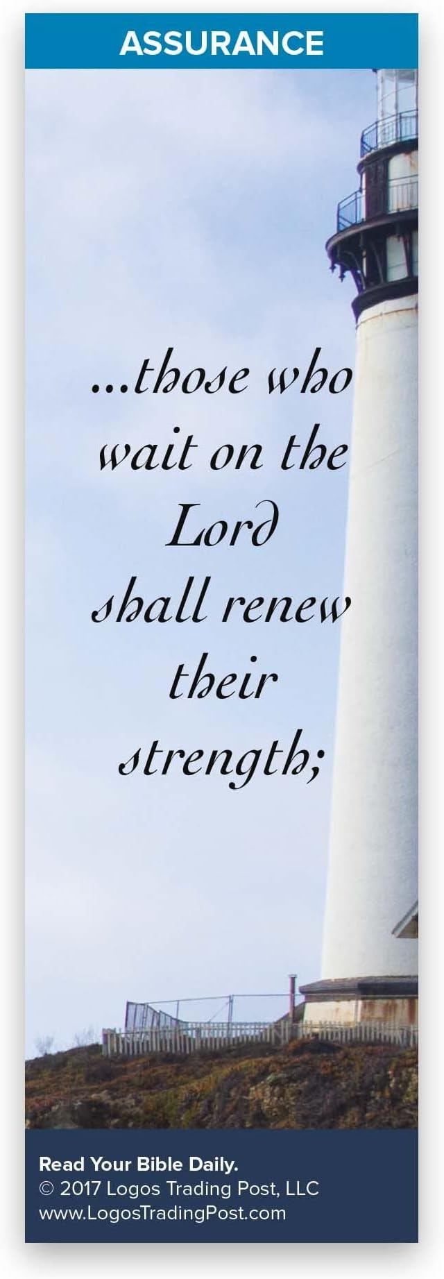 Christian Bookmark with Bible Verse, Pack of 25, Assurance Themed, Those Who Wait on the Lord Shall Renew Their Strength, Isaiah 40:30-31