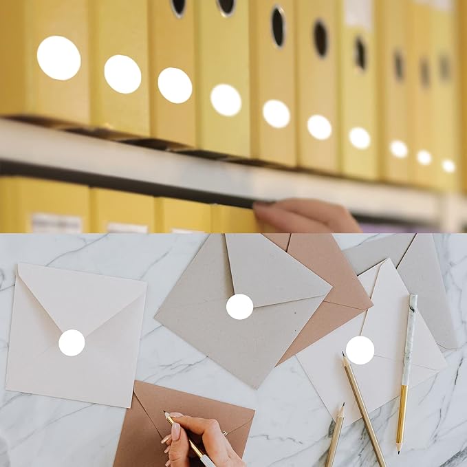 0.75 Inch Dots Stickers,Laser and Inkjet Printable,Easily Writable with Perforation Line (1200 PCS,White)