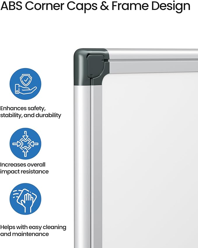 VUSIGN Magnetic White Board Kit for Wall 24" x 18", 1 Dry Eraser & 2 Multicolor Markers & 4 Magnetic Pins, Sliver Reinforced Aluminum Frame for Home, School, Office