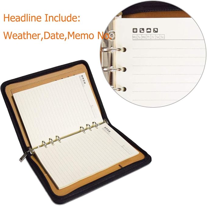 SAYEEC Leather Portfolio Notebook Binder with Calculator A5 6 Ring Refillable Budget Planner Binder Cover with Zipper Zippered Padfolio Organizer Business Journal Conference Folder Gifts for Men Women
