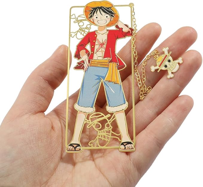 One Pieces Anime Luffy Shanks Uta Book Mark - Brass Metal Bookmark, Stationery School Supplies, Gift for Book Lover, Friends, Anime Fans Collection (Luffy)