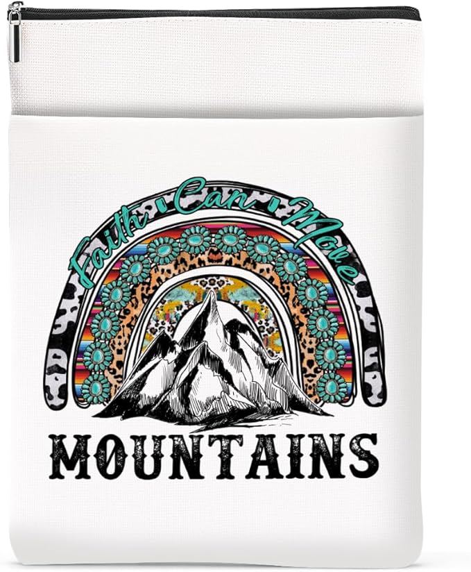 Inspirational Western Faith Christian Gifts Book Sleeve Book Cover Religious Cowgirl Accessories for Women Grandma Friend Graduation Christmas Birthday Book Lovers Gifts Book Protector with Zipper