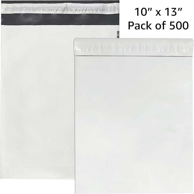 Colored Poly Mailers Pack of: (White, 10" x 13" pack of 500) Be creative with your packaging with Colored mailers
