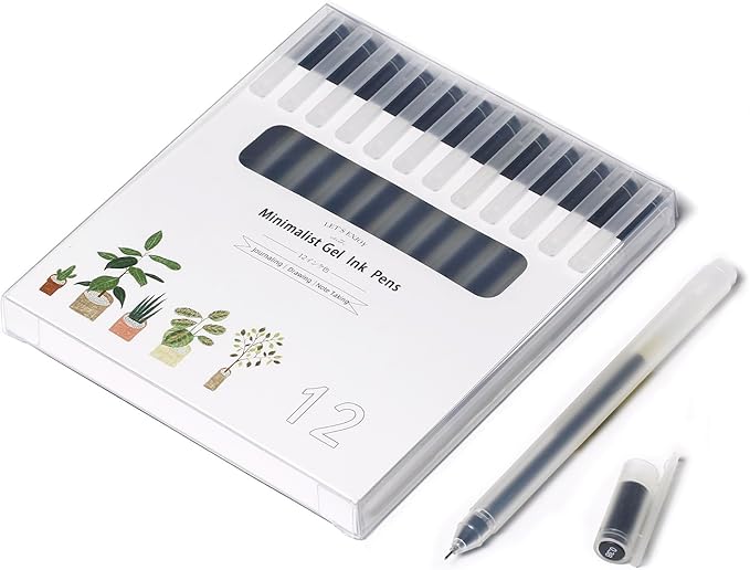 OBE WISEUE 0.5 Pens Fine Point Smooth Witing Rollerball Teacher Pens,Black Ink Bullet Pen Tip 0.5mm Point Ultra Light Writing Japanese Style Pens for Journaling Note Taking Drawing,12 Count