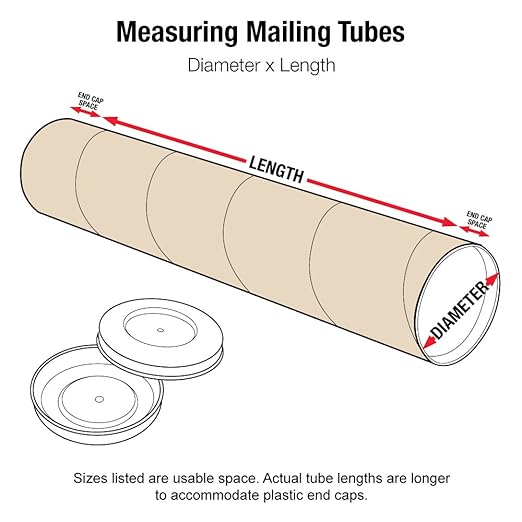 Aviditi Kraft Mailing Tubes with Caps, 2" x 24", Pack of 6, for Shipping, Storing, Mailing, and Protecting Documents, Blueprints and Posters
