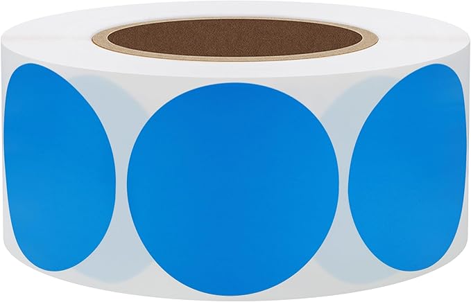 Hybsk 1.5 inch Circle Color Direct Thermal Stickers Shipping Labels for Barcodes,Name Tag,DIY Logo Design,Inventory– Compatible with Zebra,Rollo,Munbyn,and More-1000 pcs (1.5 inch,Blue)