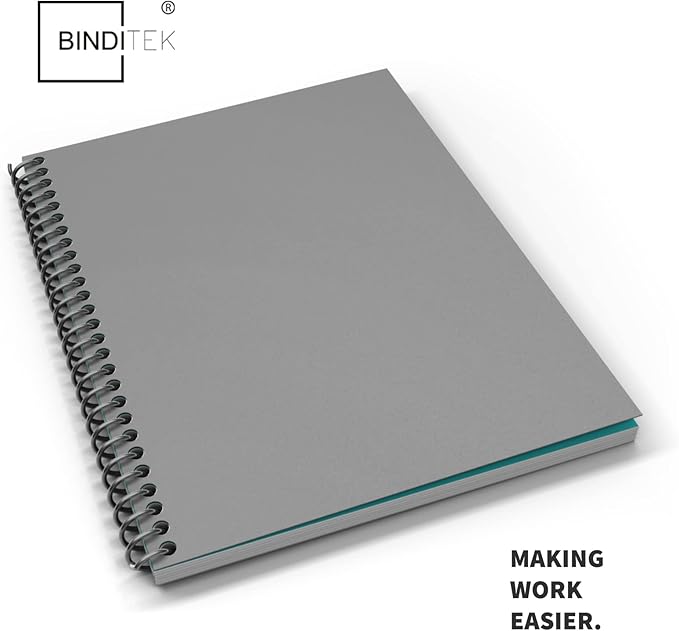 Binditek 25 Pack 12 Mil Sand-Textured Polycover - Plastic Binding Cover for Business Reports and Proposals- Lightly Textured Sand Finish - Square Corners, Un-Punched, Grey, Office Supplies
