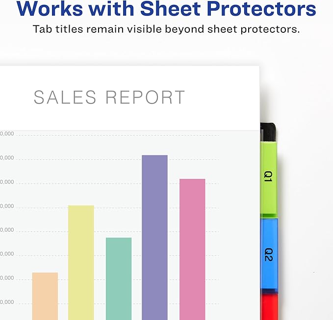 Avery Dividers for 3 Ring Binders, 5-Tab Sets, Two-Pocket Plastic Binder Dividers with Tabs, Multicolor, 24 Sets (11906)