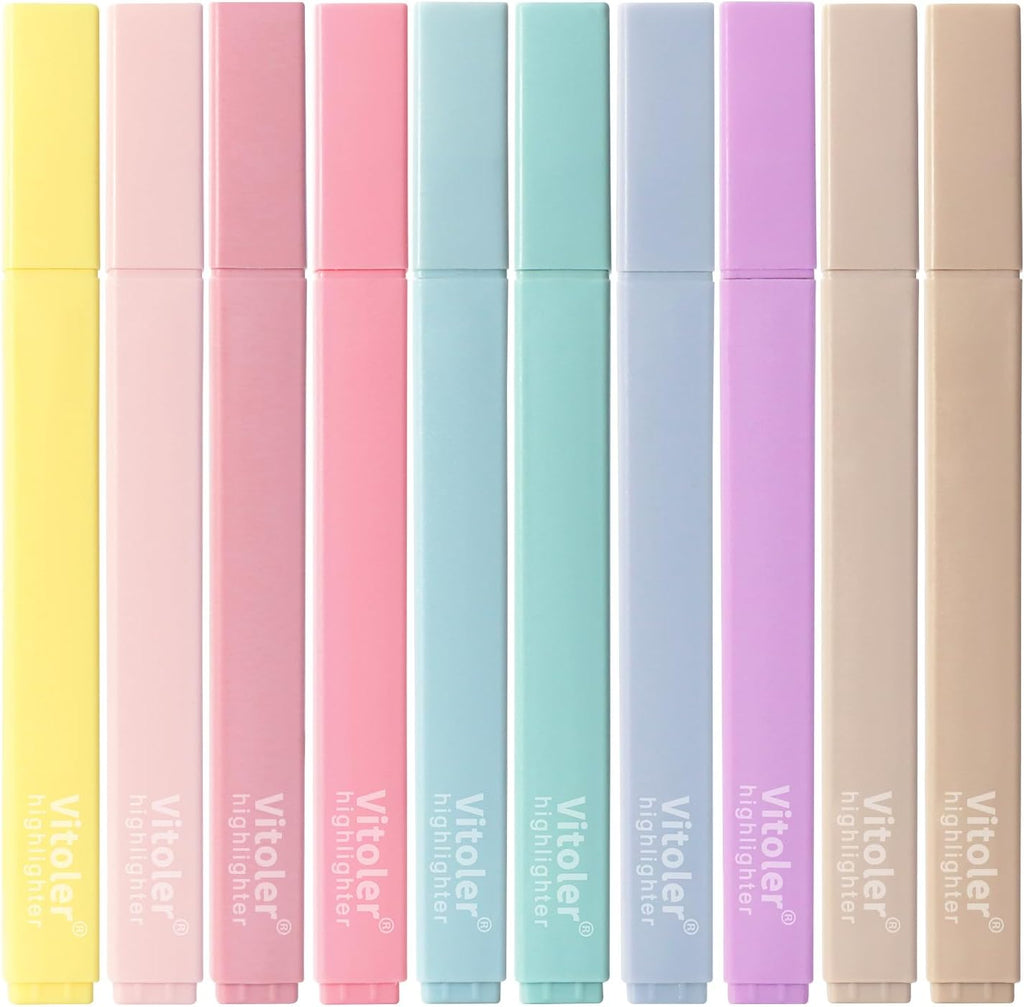 Highlighters, Aesthetic Cute Pastel Highlighters Set, 10 pcs, Chisel Tip, No Bleed Bible Highlighter Assorted Colors, Back to School Supplies