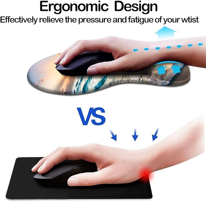 DOOKE Ergonomic Mouse Pad with Wrist Support,Mouse Pads with Non-Slip PU Base for Home Office Working Studying Easy Typing & Pain Relief