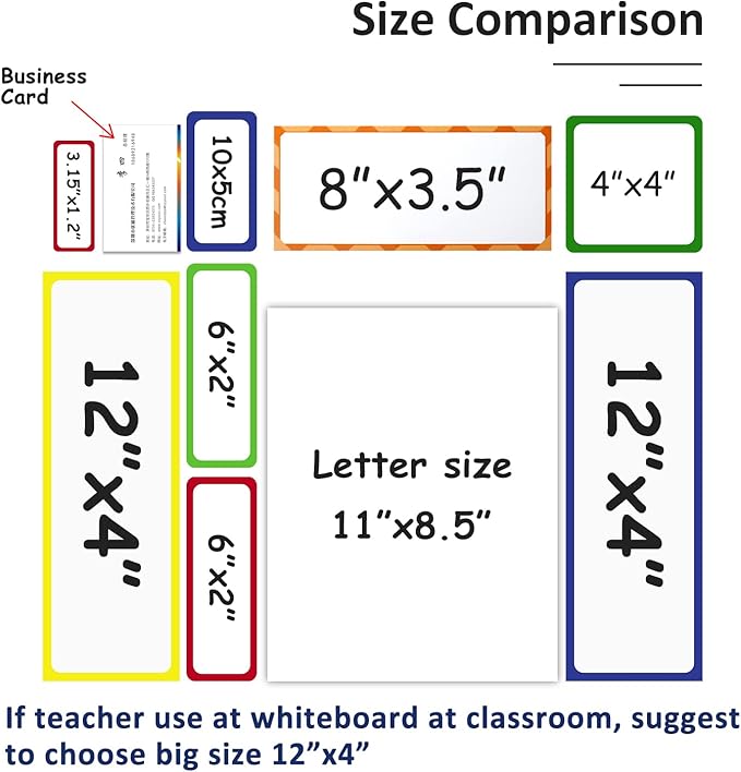 Dry Erase Magnetic Labels Large 12"x 4", Big Magnetic Labels for Whiteboards School Classroom Office Home,Pack of 10