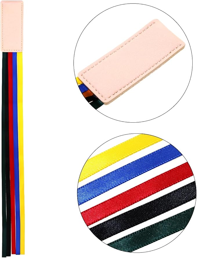 Bible Ribbon Bookmark Artificial Leather Multiple Page Marker with 5 Color Ribbons for Book Lover Reader Teacher Student Christmas Gift (Pink)
