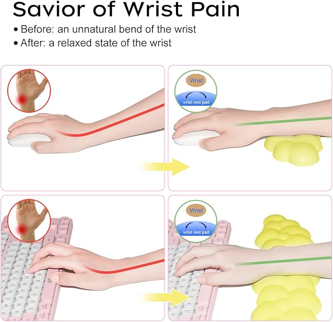 JIKIOU Upgrade Leather Cloud Keyboard Wrist Rest, Cloud Wrist Rest with Non-Slip PU Base, Comfortable Memory Foam Wrist Rest for Computer Laptop Mac Gaming Office and Pain Relief Christmas Wish Gift