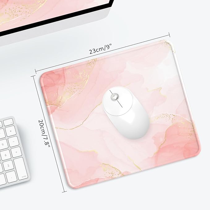 eulps Mouse Pad with Stitched Edge, Multiple Patterns Computer Mouse Pads with Non-Slip Rubber Base, Washable Cloth Mousepad, for Gaming, Laptop, PC (Blush Gold)