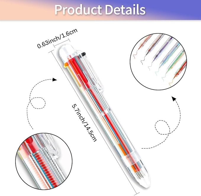 Easter Basket Stuffers 24 PCS Ballpoint Pens for School 6-in-1 Colored Pens Ballpoint Party Favors Office Supplies Multicolor Pens Back to School Gifts for Kid Students Son Daughter Classroom Birthday