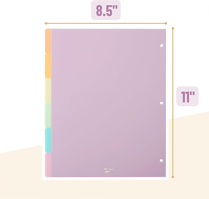 Mr. Pen- Binder Dividers, 6 Tab Dividers, Pack of 2 Sets (12 Dividers Total), Dividers, Plastic Dividers for 3 Ring Binder, Binder Dividers with Tabs, Binder Tabs, 3 Ring Binder Dividers