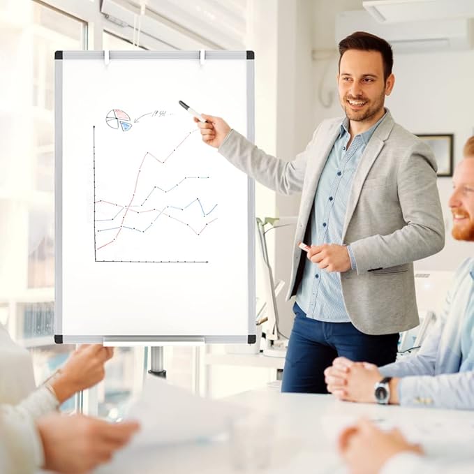 VIZ-PRO ECO Magnetic Mobile Whiteboard, 36 X 24 Inches, Easel Flipchart Stand Rolling Dry Erase Board with Paper Pads