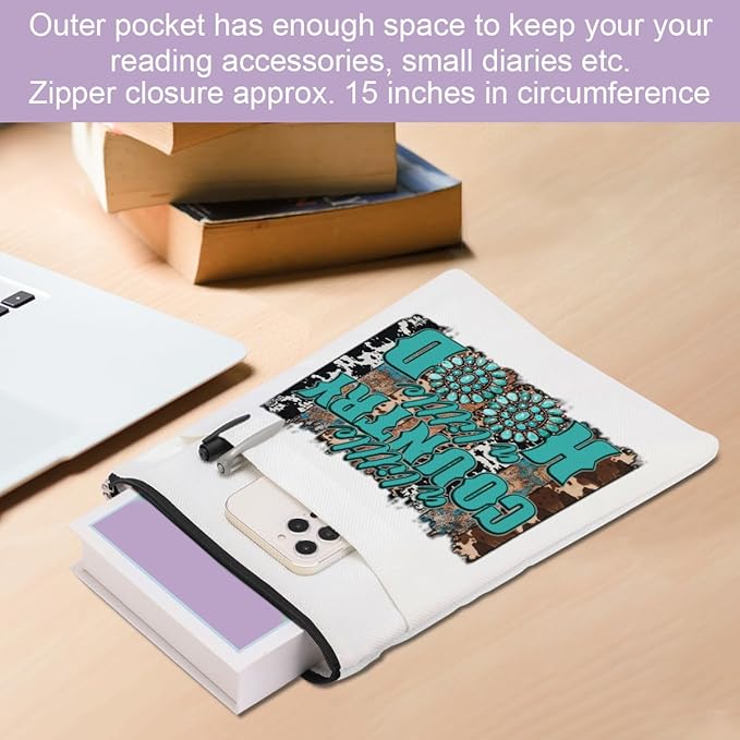 Inspirational Western Faith Christian Gifts Book Sleeve Book Cover Religious Cowgirl Accessories for Women Doctor BFF Friendship Christmas Birthday Book Lovers Gifts Book Protector with Zipper