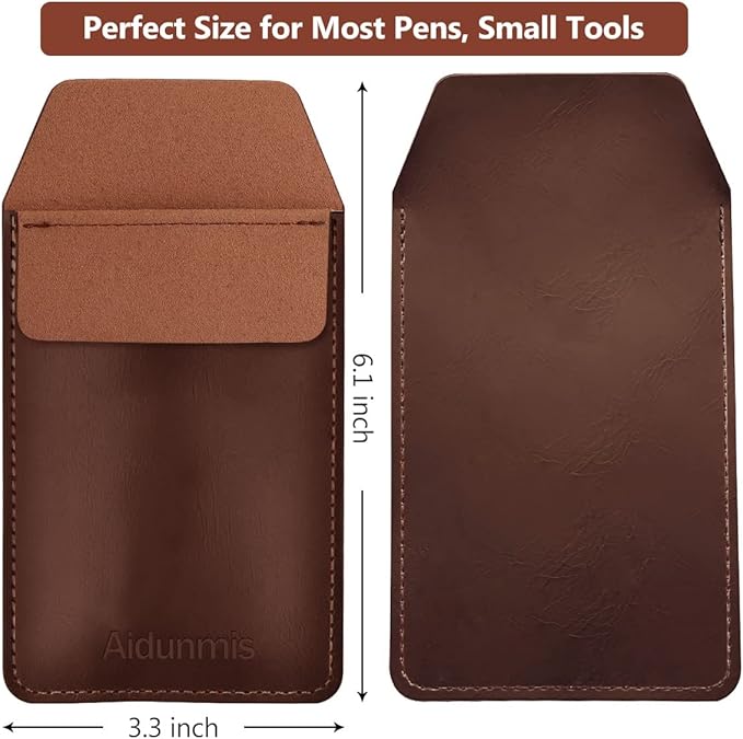 Pocket Protector, 2 Pieces PU Leather Pocket Pen Holder Organizer Pouch for Shirts Lab Coats Pants Pen Sleeve MultiPurpose Pen Pocket Holds Pens Pointers Pencils and Notes Card (Brown, Black)