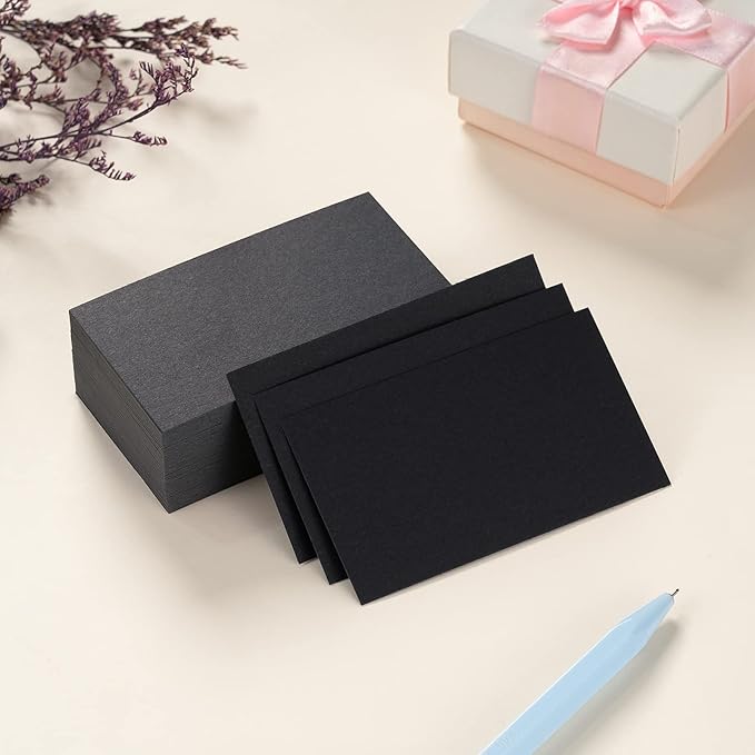 100 Pack Thick Paper Cardstock Blank Heavy Cards Stock for Invitations, Greeting Cards Making, Postcards, Photos, 250GSM Thick Paper (Black, 3x5 inches)