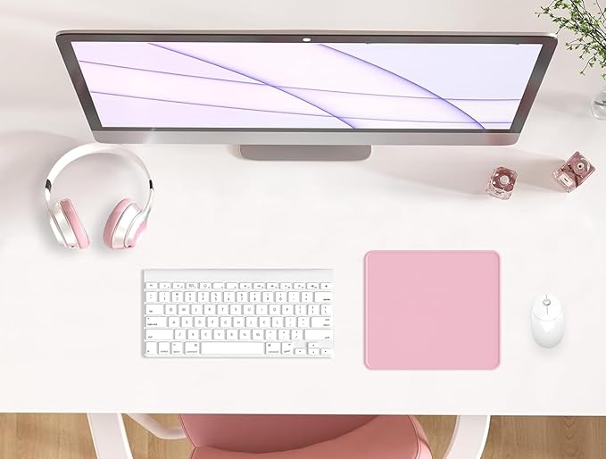 eulps Mouse Pad with Stitched Edge, Multiple Patterns Computer Mouse Pads with Non-Slip Rubber Base, Washable Cloth Mousepad, for Gaming, Laptop, PC (Pink)