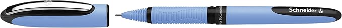 Schneider One Hybrid N Rollerball Pen, 0.3 mm Hybrid Needle Tip, Light Blue Barrel, Black Ink, Box of 10 Pens (183401)