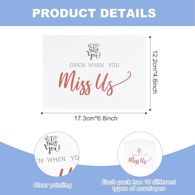 Open When Envelopes for College Student, 16Pcs Open When Letters Kit Envelopes, Away From Home College Gifts, Long Distance Relationship Present, Open When Cards for Daughter Son Boyfriend Girlfriend