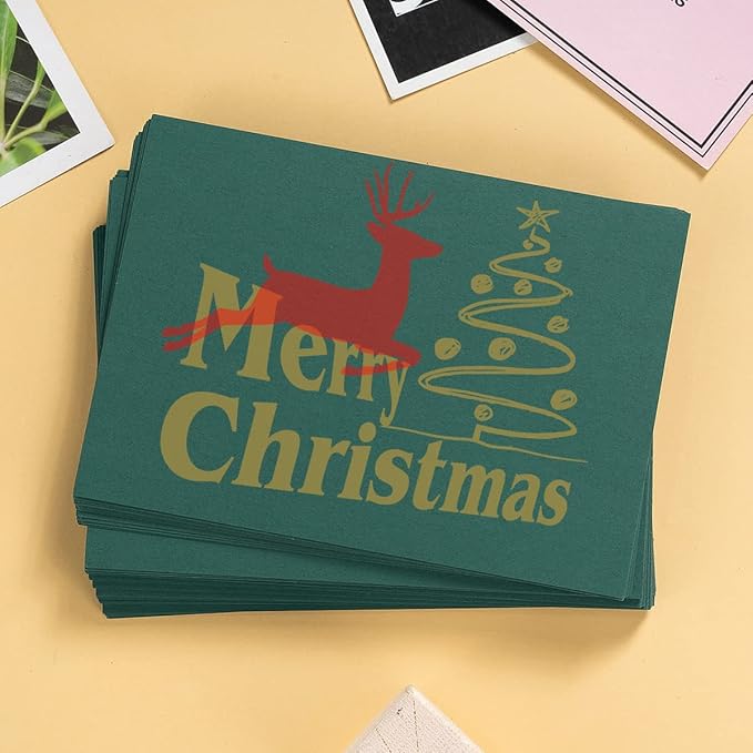 100 Pack Thick Paper Cardstock Blank Heavy Cards Stock for Invitations, Greeting Cards Making, Postcards, Photos, 250GSM Thick Paper (Dark Green, 5x7 inches)