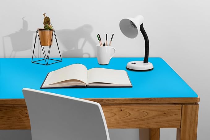 Boutilon Leather Desk Pad 47"x 24" Non-Slip Mouse Pad,Business Desk Pad,Extended Table Protector for Keyboard and Mouse,Desk Writing Pad for Office Home Working Decor (XXXL-Blue)