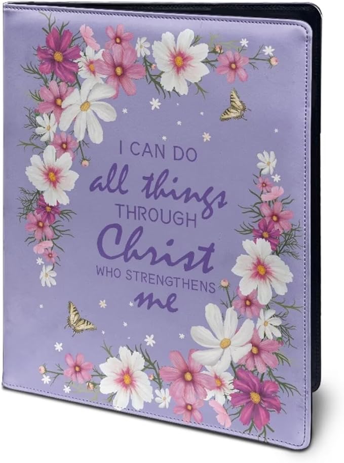 Flower Butterfly Purple PU Leather Padfolio Clipboard Clip Business Resume Portfolio A4 Folder Interview Legal Document Organizer Business Card Holder Letter