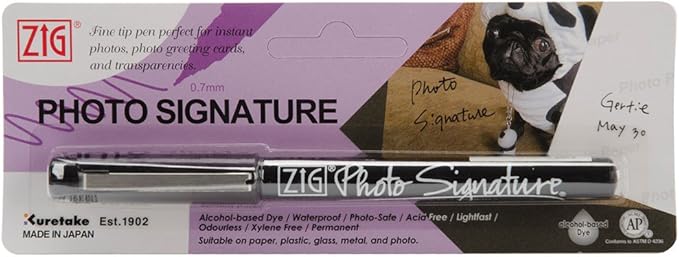 Zig 0.7mm Photo Signature Marker, Carded, Black