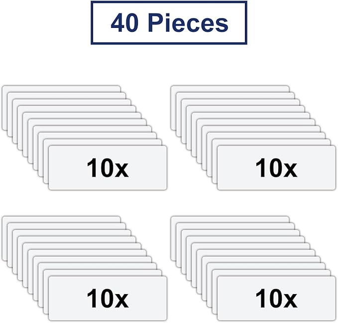 Dry Erase Magnetic Labels 3.1x1.2 Inch White, Reusable Magnetic Dry Erase Labels for Whiteboards，Pack of 40