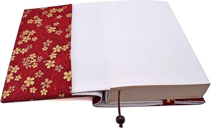 BLBMH A5 Book Cover for Paperbacks- Adjustable Fabric Book Sleeve Cover Protector Fit for 5.5x8.2 inch Hardcover Softcover Book Novels Notebook -Red Cherry Blossoms