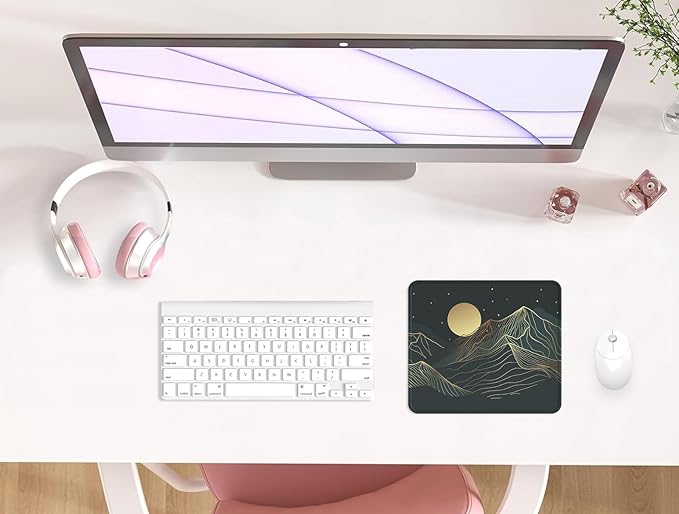 eulps Mouse Pad with Stitched Edge, Multiple Patterns Computer Mouse Pads with Non-Slip Rubber Base, Washable Cloth Mousepad, for Gaming, Laptop, PC (Lunar Peaks)