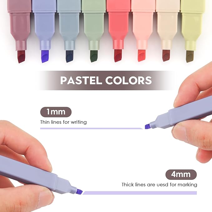 YISAN Highlighters Assorted Colors No Bleed,Book Highlighters Bible Pens,Soft Tip for Journal,Aesthetic,Vintage,70931