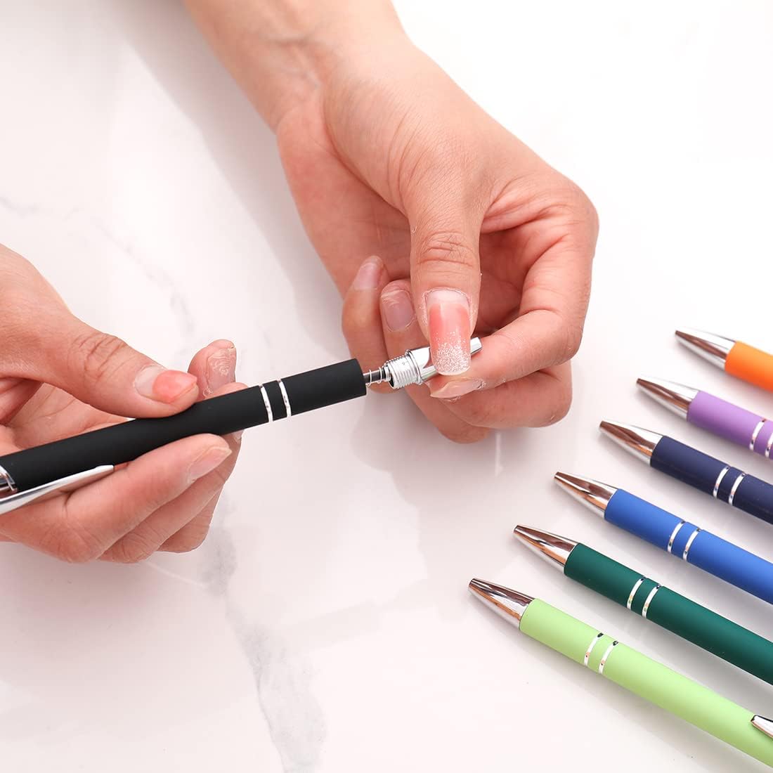 Ballpoint Pen with Stylus Tip, Soft Touch Click Pen, 2 in 1 Metal Pens, Medium Point(Black refills - 20 pcs)…