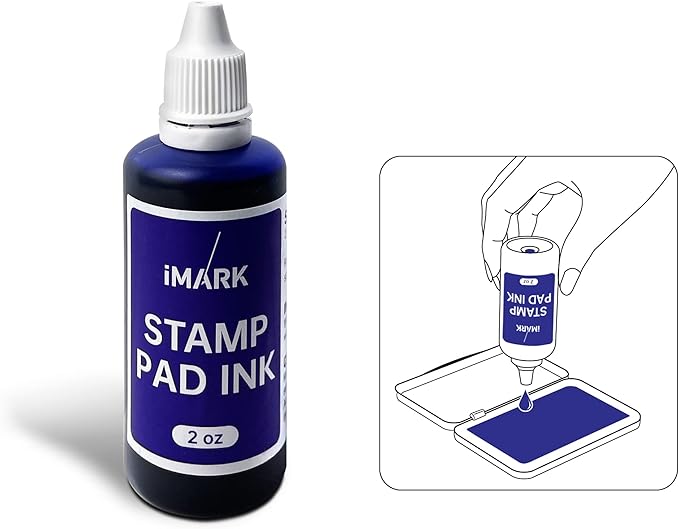 iMARK Premium Refill Ink for Self-Inking Stamps, Daters and Stamp Pads (2 oz, Blue)
