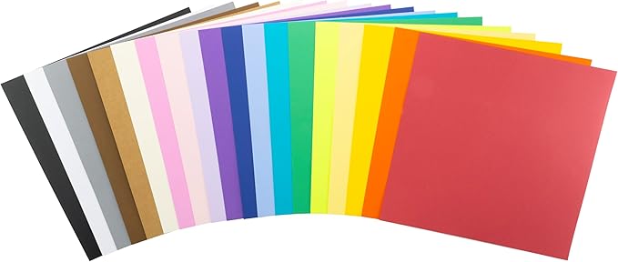 Cardstock 12 x 12 Paper Pack - 65lb Card Stock for Crafts, Cardmaking, Art Projects - 100 Square Scrapbook Sheets, 20 Assorted Colors - Double Sided with Solid Core, Kaleidoscope