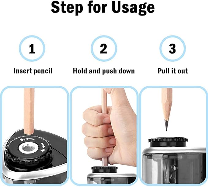 Pencil Sharpener Electric Pencil Sharpener for Kids, Blade to Fast Sharpen, Suitable for No.2/School/Classroom/Office/Home (Black)