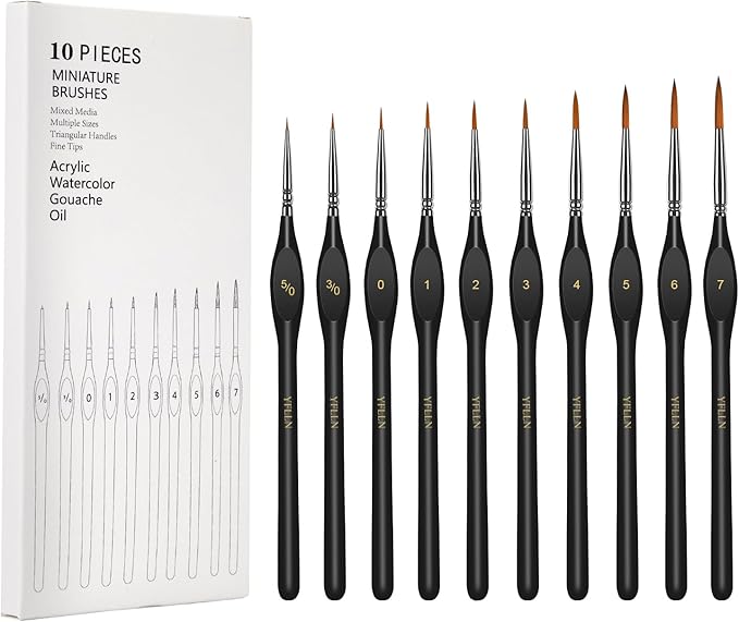 Miniature Paint Brushes Kit, Fine Detail Painting Brush Micro Professional Tiny Paints Brush Set for Art Watercolor Oil Acrylic,Mandala Painting,Craft Models Rock Painting Citadel(Black)