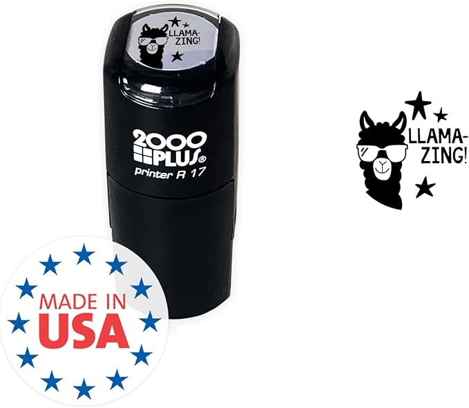Llama Stamp / 2000 Plus Self Inking Teacher Cute Animal Reward Stamper / 9/16" Small Black Llama-zing Imprint Planner Worksheet Stamp