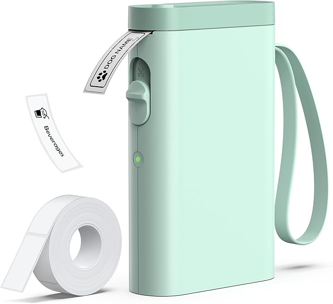 P21 Label Maker Machine with Tape, Bluetooth Label Printer Thermal Mini Label Makers with Built-in Cutter and Multiple Templates, Portable Printers for School, Office, Home Use (Green)
