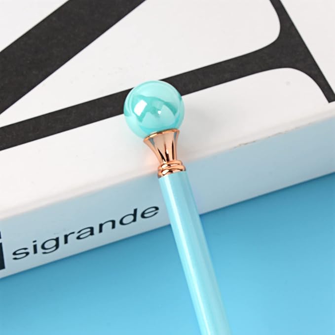 6 Pieces False Pearl Decoration Twist Metal Ballpoint Pen Ball Pen 1.0 MM Black Ink