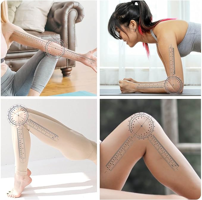 Goniometer 12 inch, Transparent Orthopedic Angle Ruler Plastic Goniometer, 360 Degree Clear Protractor Physical Therapy for Body Measuring Tape Goniometer Protractor Ruler