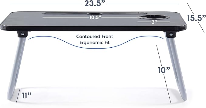 Laptop Bed Tray Table, Adjustable Laptop Stand, Portable Lap Desks with Foldable Legs, Reading Desk for Sofa Couch Floor - Large