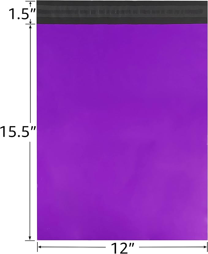 Colored Poly Mailers Pack of: Be creative with your packaging with Colored mailers (Purple, 12" x 15.5" pack of 250)