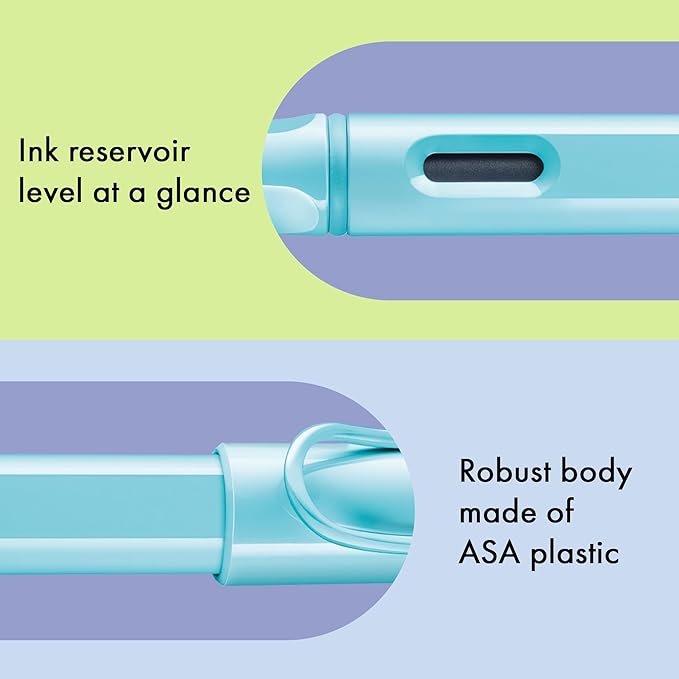 LAMY safari aquasky - Fountain Pen with ergonomic grip & polished steel nib in size M - ideal for any Writing & Calligraphy - including LAMY T 10 blue cartridge - Right-Handed