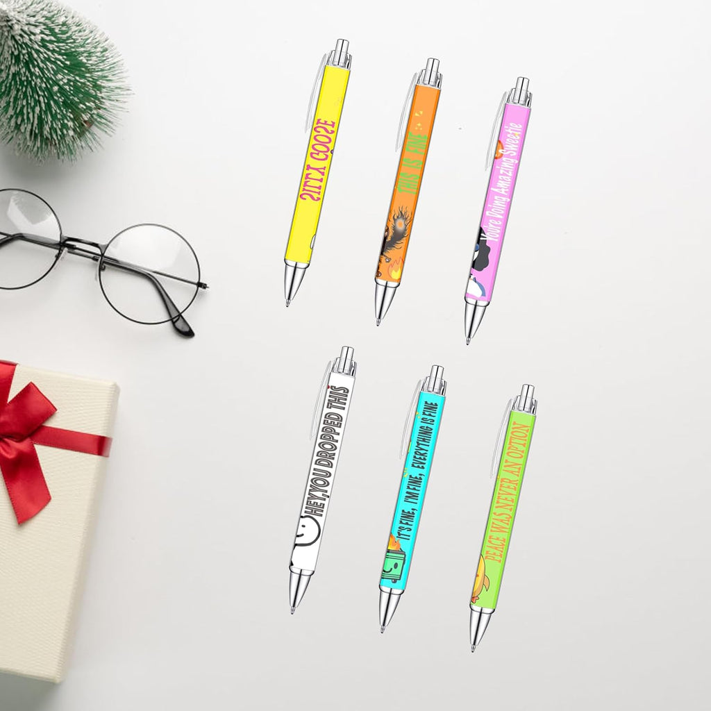 Idealmuzik 6pcs Funny Writing Pens with Sayings,Whimsical and Hilarious Designs,Unique Gift Idea for Nurses,Coworkers,Team,Teachers,Doctors,Party Favors